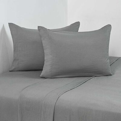 Imagen 1 del producto Juego de Sábanas American Family 2 Plazas Liso Prewash Gris