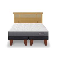 Cama Europea CIC Base Dividida 2 Plazas Anatomic + Respaldo Dublin Mostaza