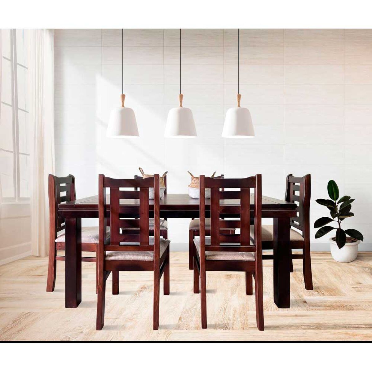 Juego de Comedor Araucarias Monaco  6 Sillas Café