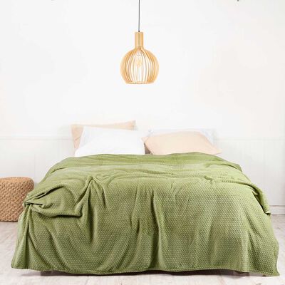 Frazada de Poliéster Mashini 1,5 Plazas Liso Verde Oliva