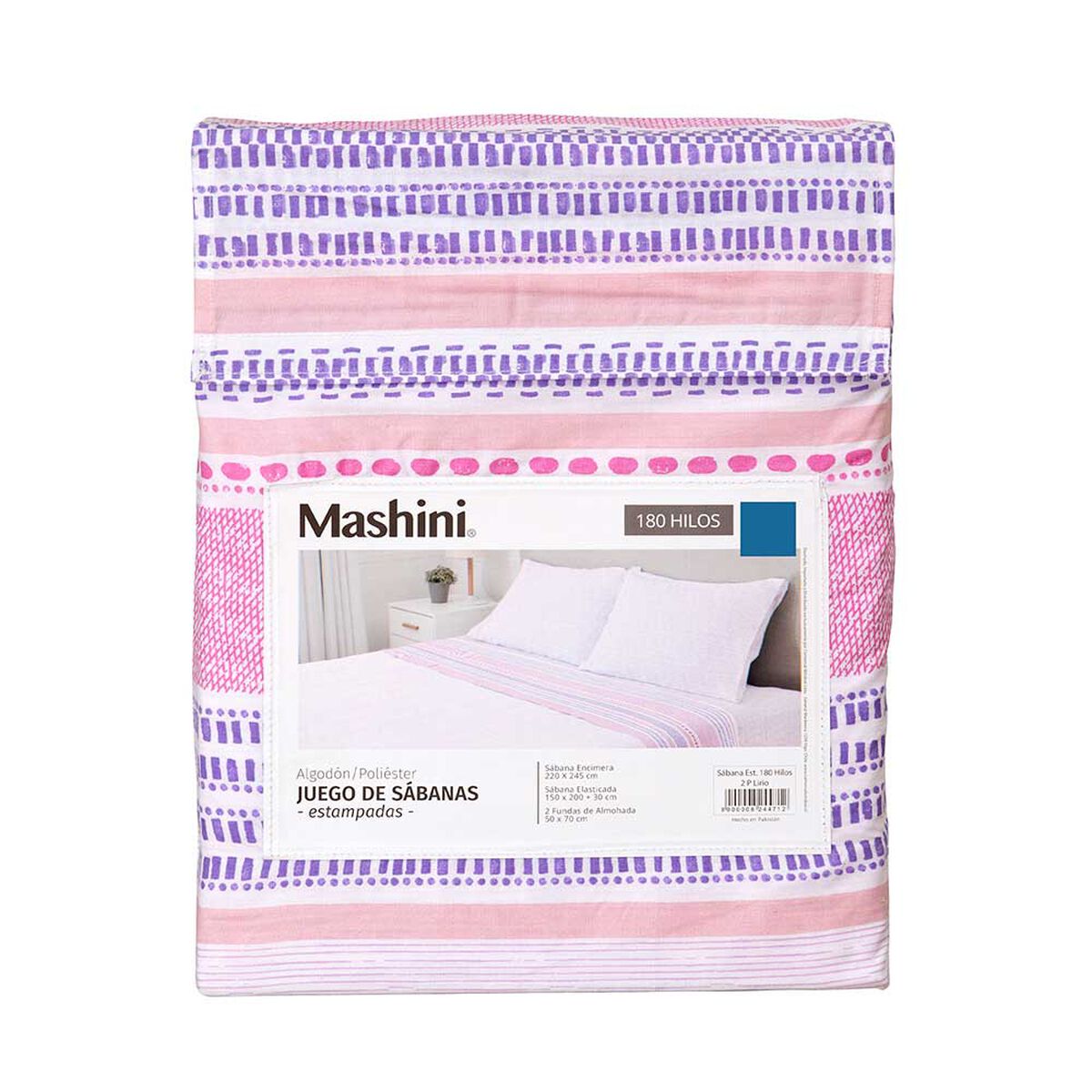 Juego de Sábanas Mashini 180 Hilos 2 Plazas Estampado Multicolor
