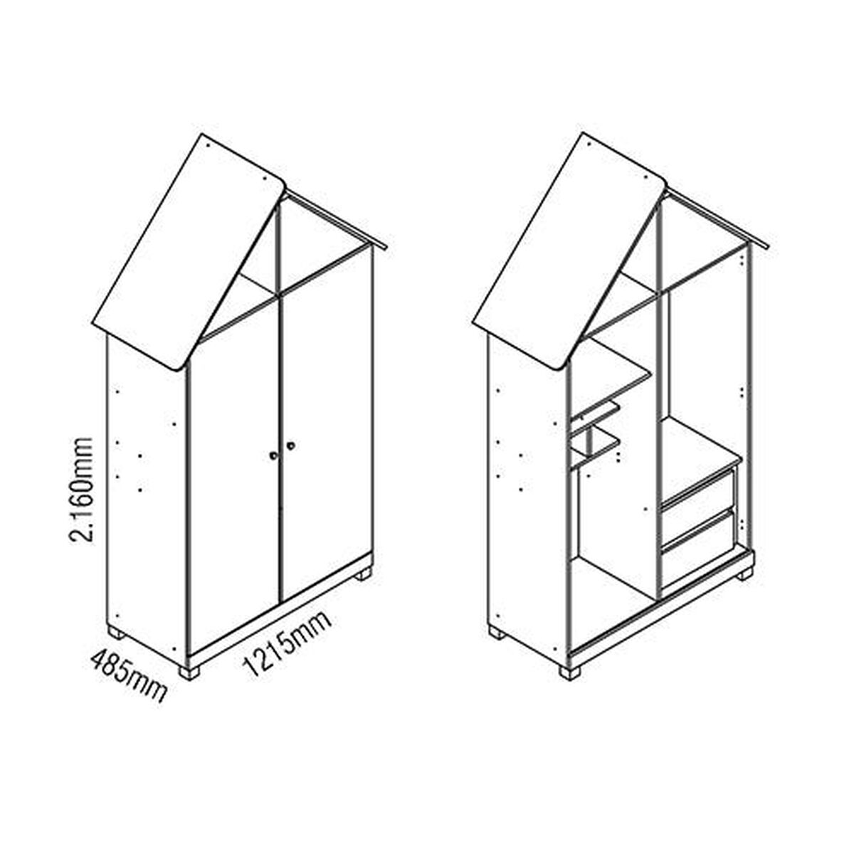 Base Cama Funcional Decocasa 1 Plaza Casinha + Clóset Infantil Rosada