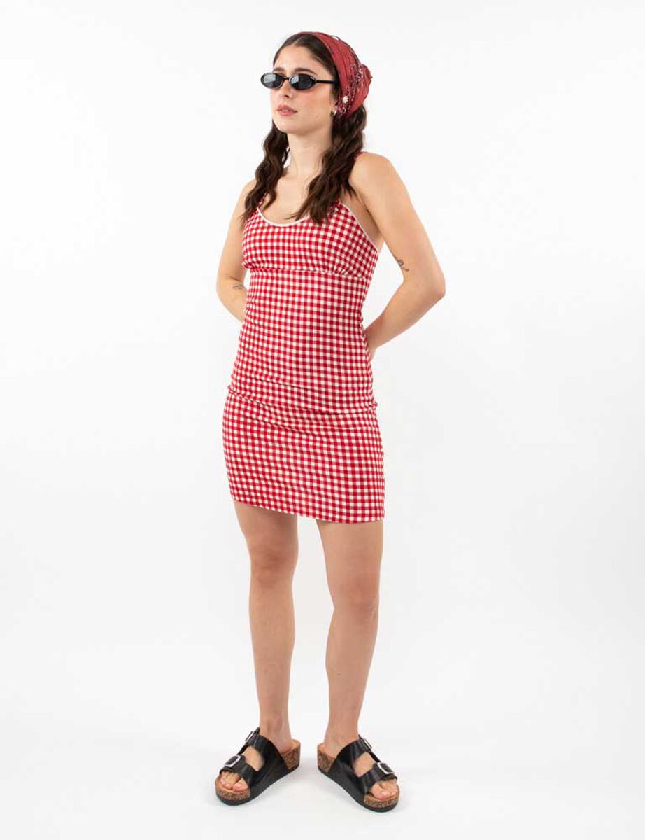 Vestido Corto Pabilo Vichy Sin Mangas Mujer Icono