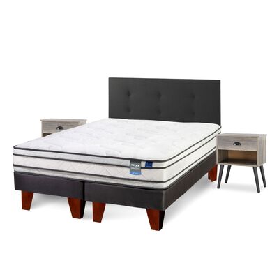 Cama Europea Flex 2 Plazas Innova + Respaldo + 2 Veladores