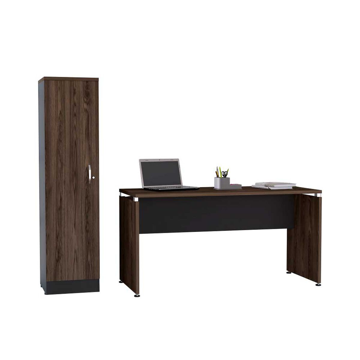 Combo Escritotio + Biblioteca 1 Puerta TuHome Home Office Negro Soft-Co&ntilde;ac