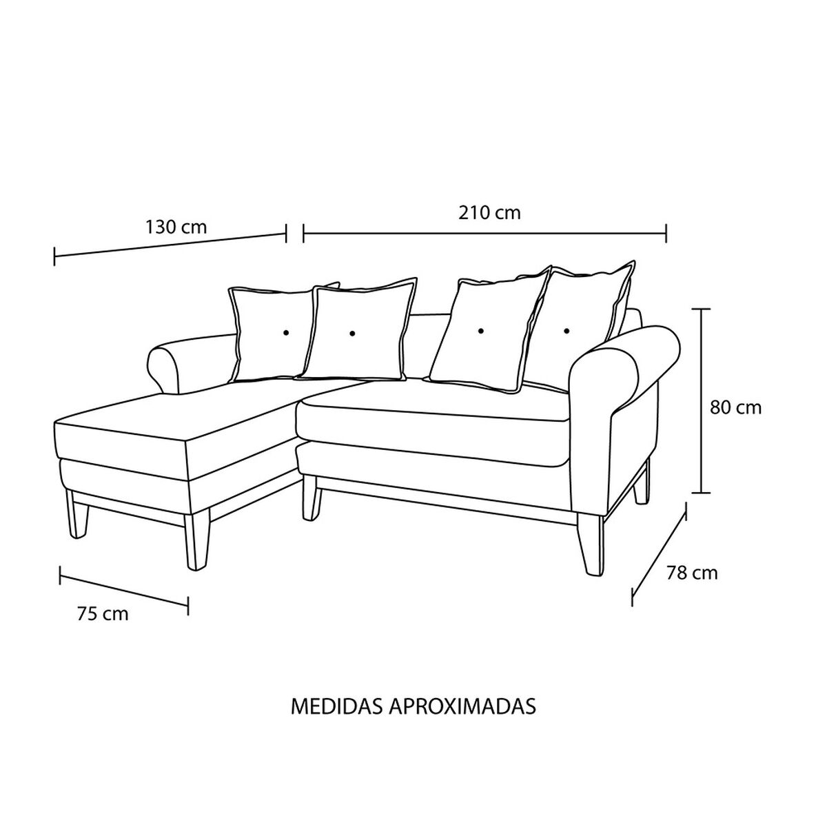 Seccional Izquierdo Living Factory Oklahoma 4 Cuerpos Caf&eacute;
