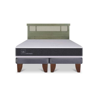 Imagen 1 del producto Cama Europea CIC Base Dividida King Ortopedic + Respaldo Dublin Olivo