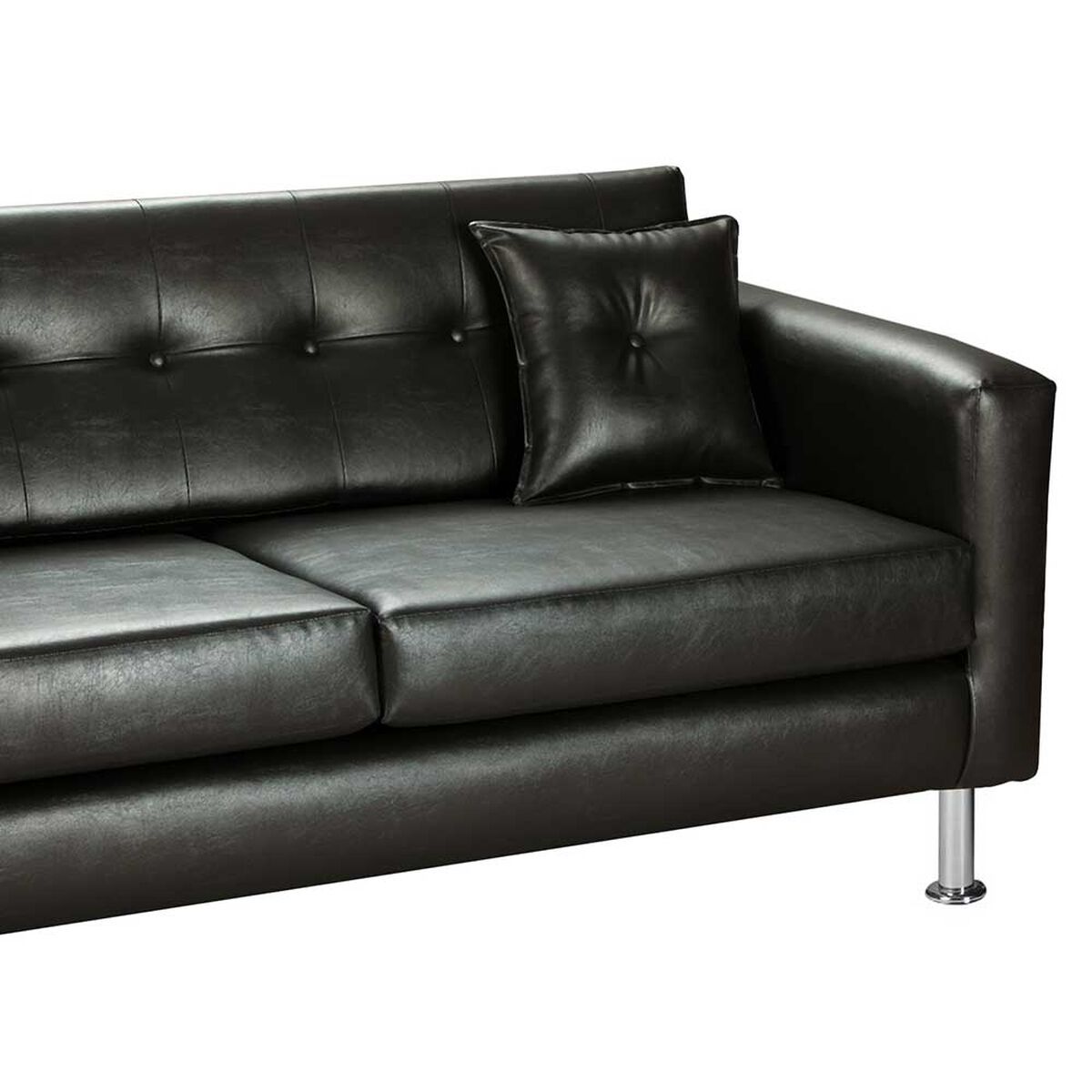 Juego de Living Bodevir New Retro PU 12 Sofá 3 Cuerpos + Dos Pouf 1 Cuerpo Negro 