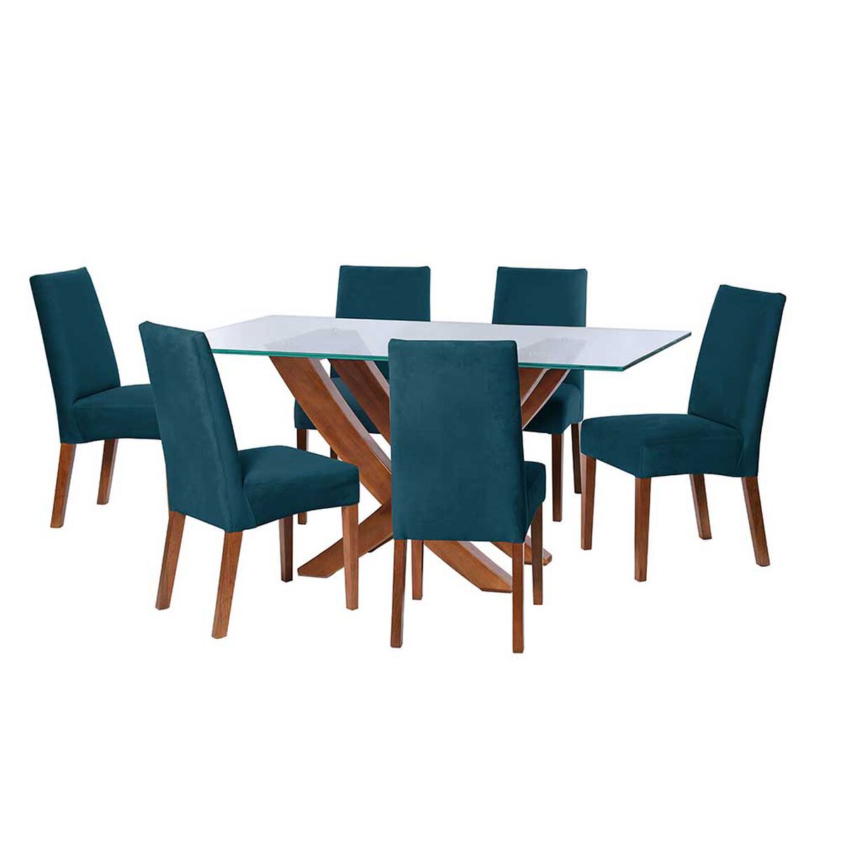 Juego de Comedor Latam Home Alicante 6 Sillas Azul Petr&oacute;leo