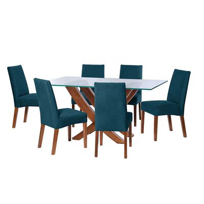 Imagen 1 del producto Juego de Comedor Latam Home Alicante 6 Sillas Azul Petróleo