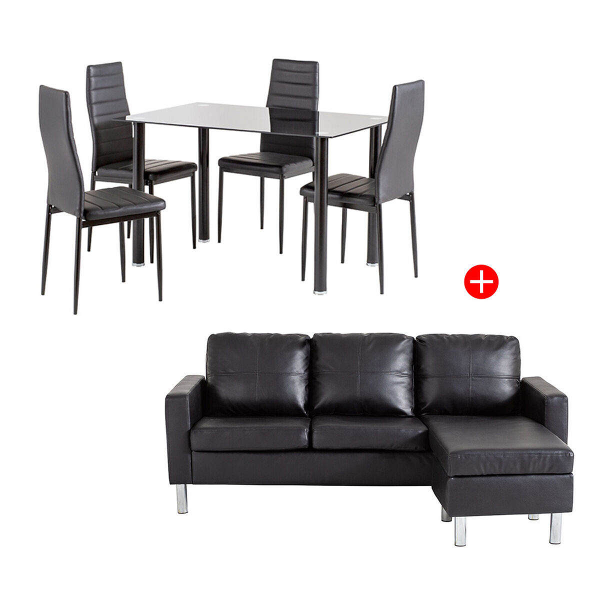 Combo Sofá Seccional Casanova Lotus 3 Cuerpos + Juego de Comedor Leblon 4 Sillas