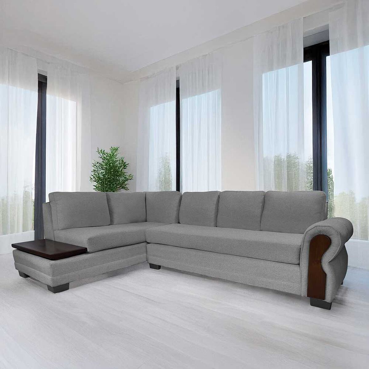 Sofá Seccional Living Factory Michigan 6 Cuerpos Gris