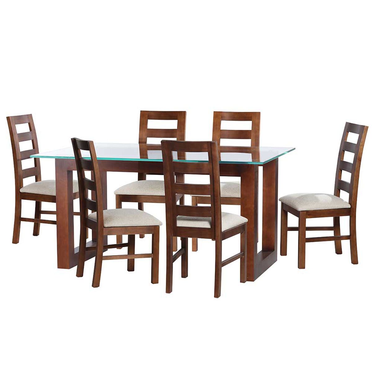 Juego de Comedor Latam Home Pamplona Salamanca 6 Sillas Cuero Gris