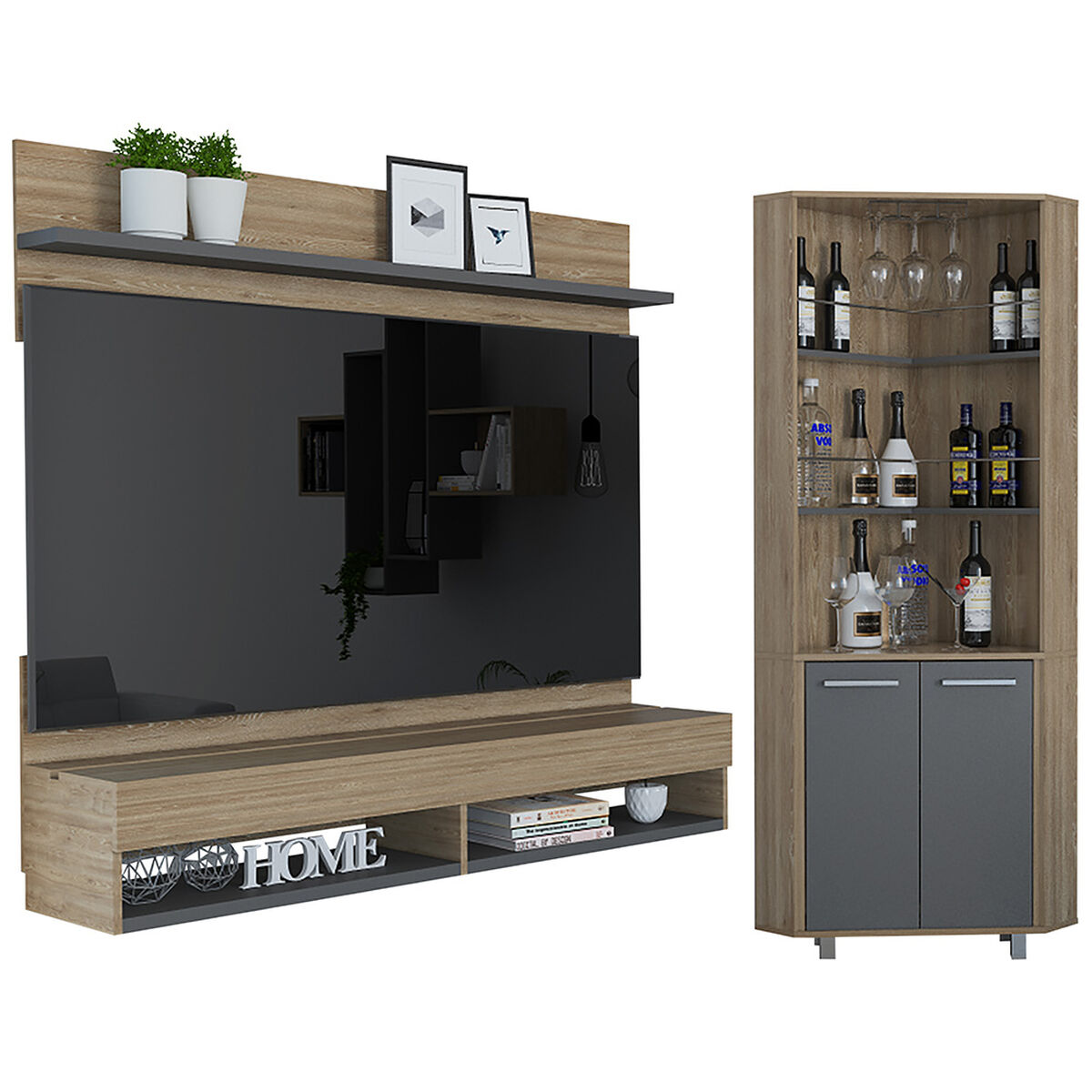 Panel TV Hasta 60" + Bar Alto TuHome The Wall