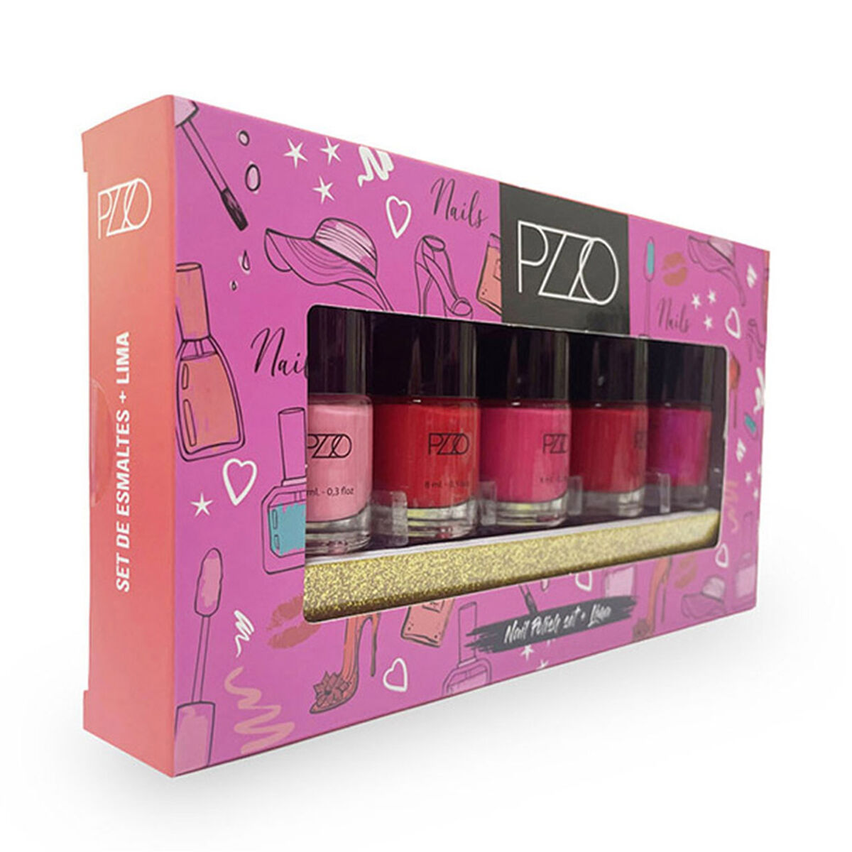 Set 5 Esmaltes Nail Polish + Lima Rose Petrizzio