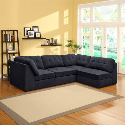 Sofá Seccional Modular Casanova New Barnet 4 Cuerpos Gris Oscuro