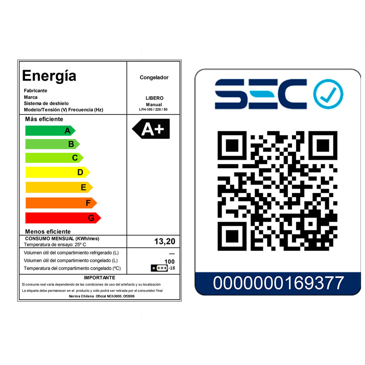 Freezer Horizontal Libero Triple Función LFH 100 100 lt