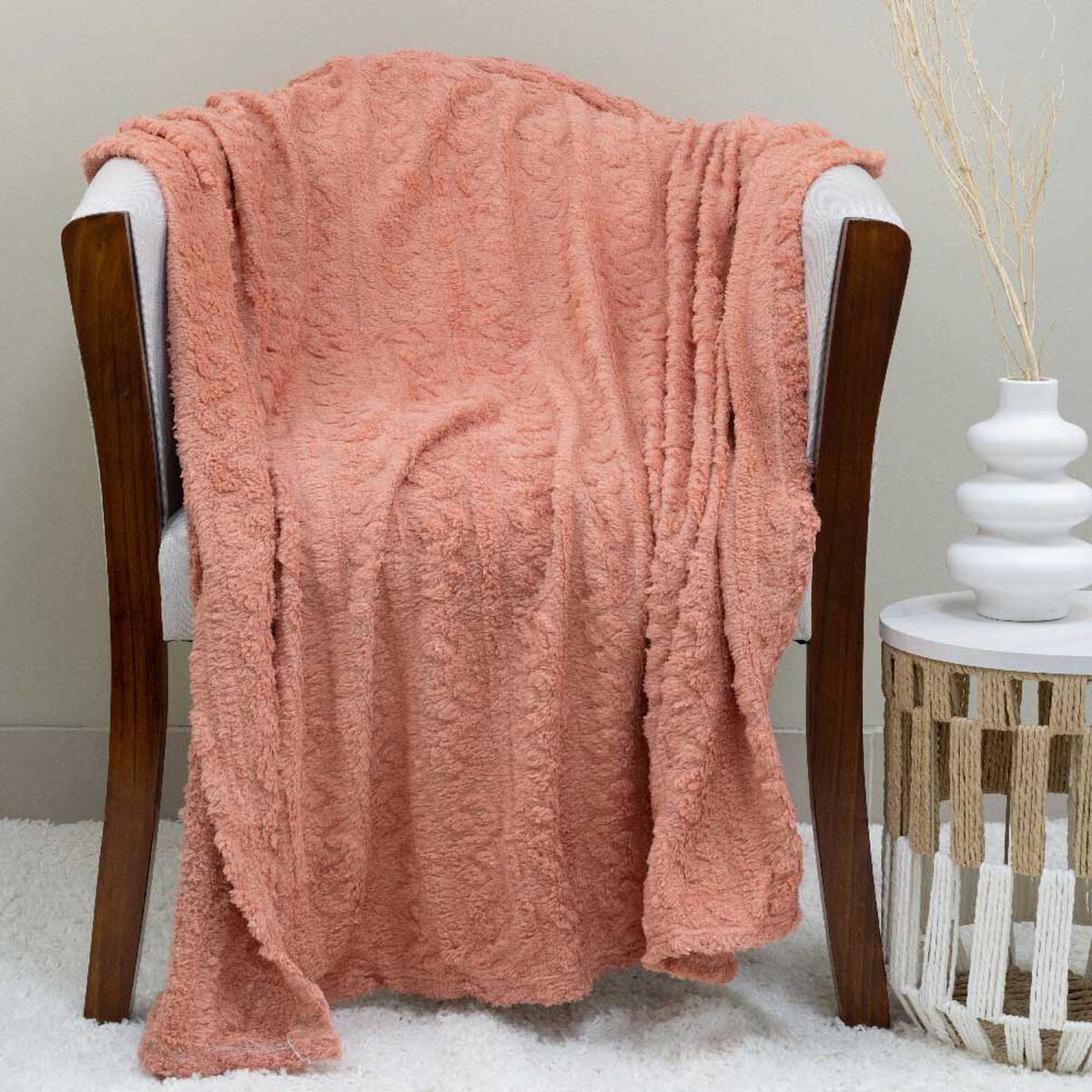 Manta Doral Chiporro Jacquard 127x152 cm Coral