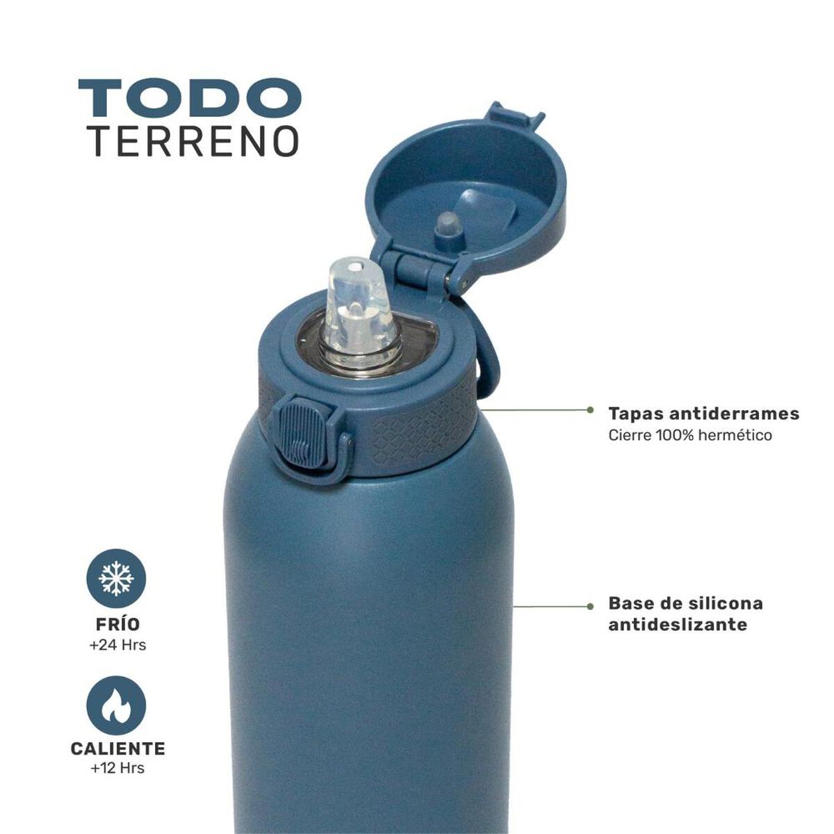 Botella T&eacute;rmica Agua Lhotse Acero Inox 3 Tapas HydroCore 1Lt Azul Oscuro