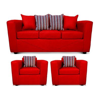 Juego de Living Elegant Detail Santa Fe Sofá 3 Cuerpos + Dos Sillones 1 Cuerpo Rojo