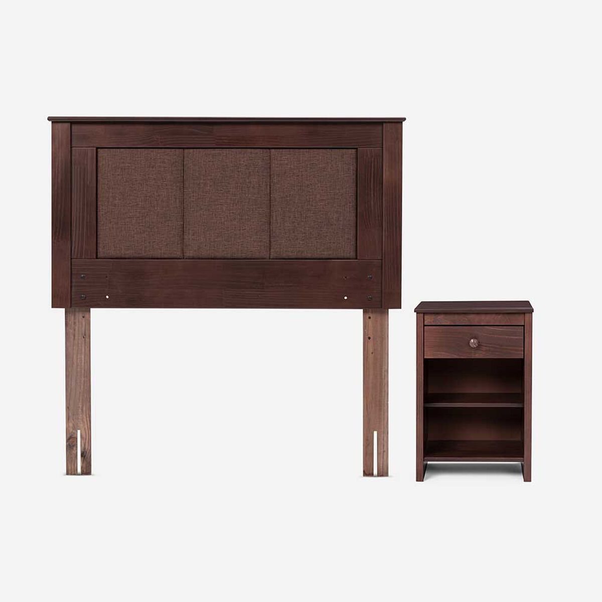 Cama Europea Rosen 1,5 Plazas Pratta + Respaldo + Velador Rachel