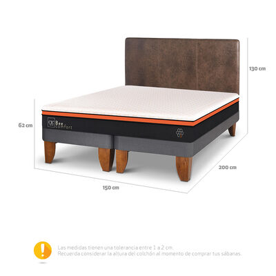 Imagen 2 del producto Cama Europea CIC Base Dividida 2 Plazas Bee Comfort + Respaldo
