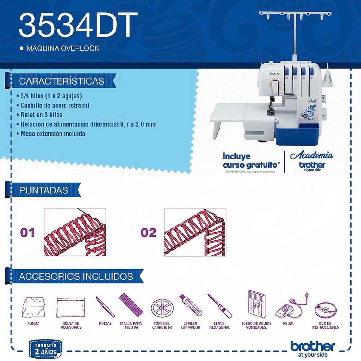 M&aacute;quina de Coser Overlock Brother 3534DT