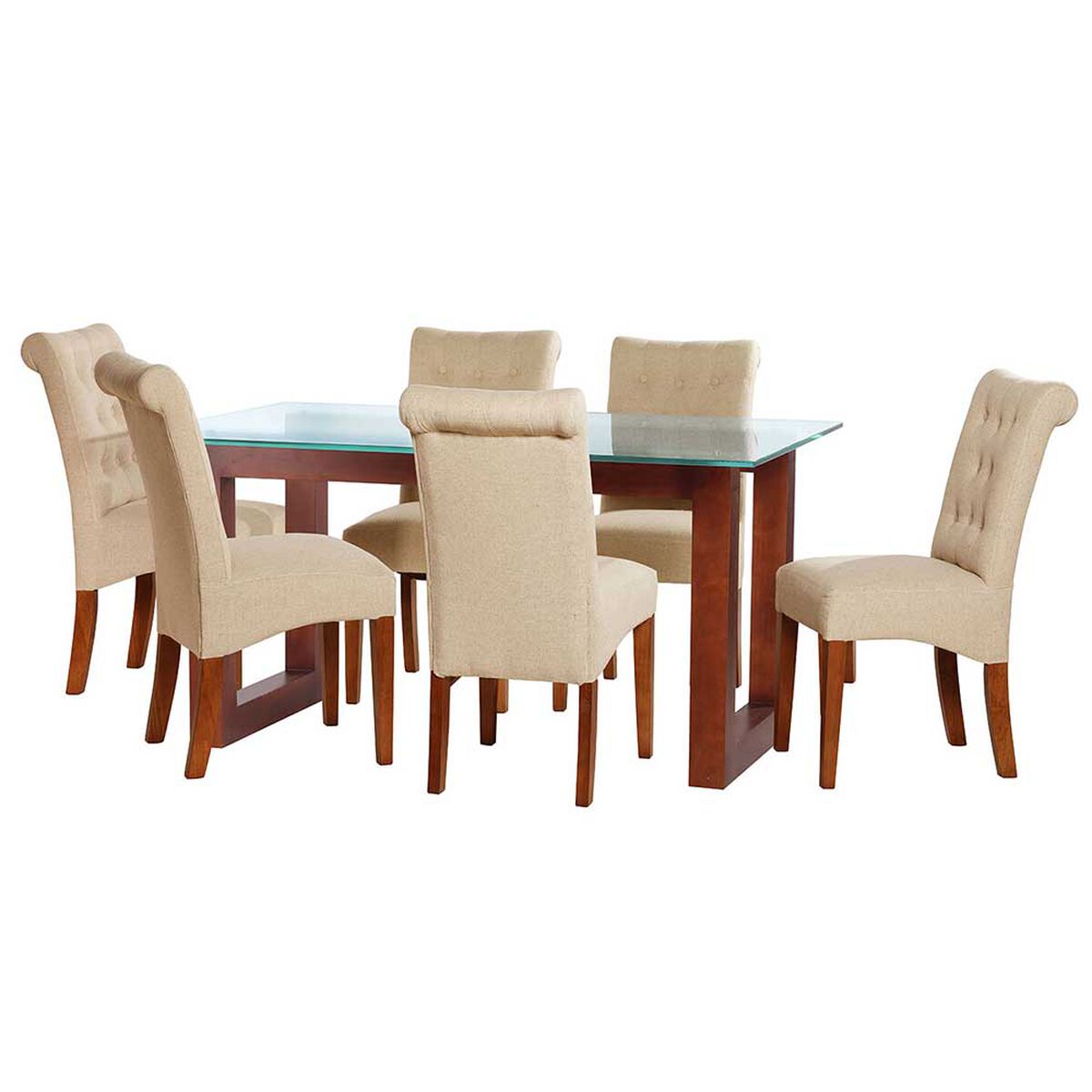 Juego de Comedor Latam Home Pamplona Cadiz 6 Sillas Velvet Gris