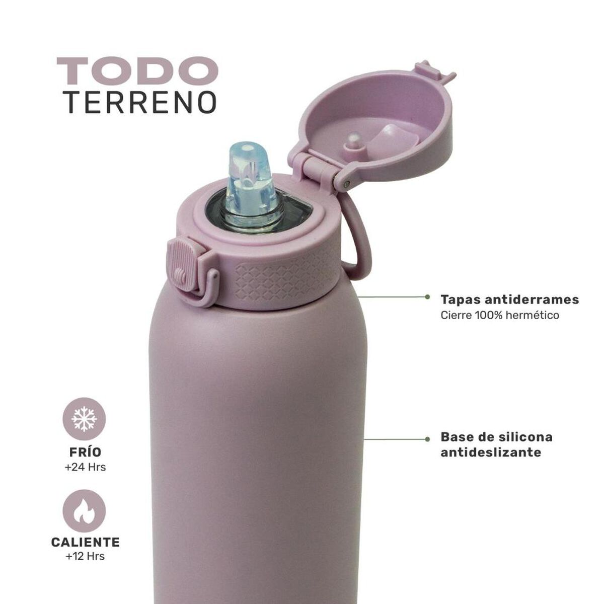 Botella T&eacute;rmica Agua Lhotse Acero Inox 3 Tapas HydroCore 1Lt Rosa