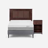 Cama Europea Rosen 1,5 Plazas Pratta + Respaldo + Velador
