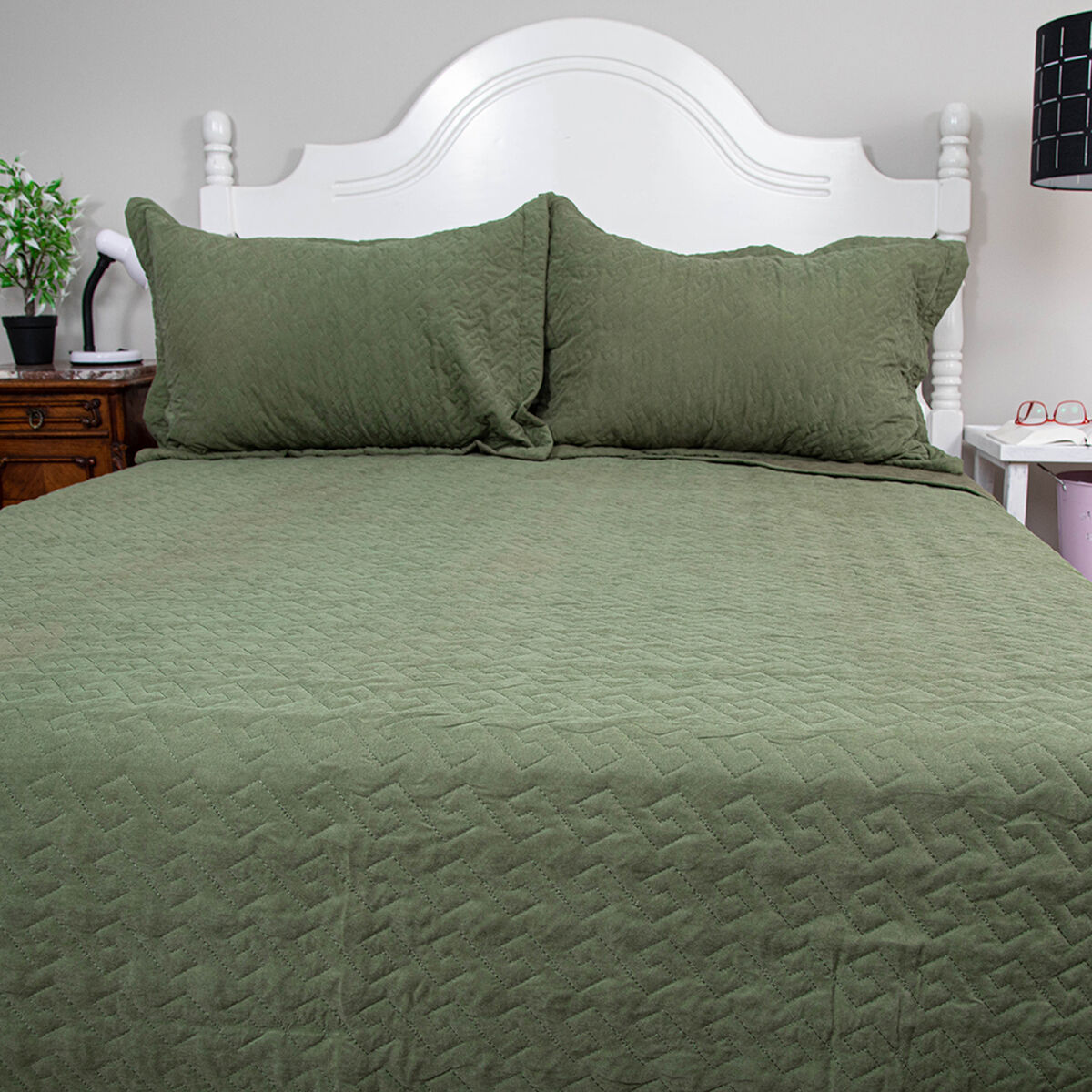 Quilt Doral King Verde Oliva Velvety