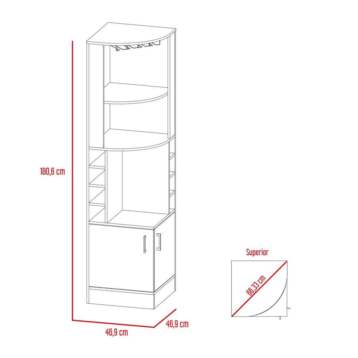 Combo Bar Esquinero + Rack TV40 Extensible TuHome Beijing Rovere Blanco