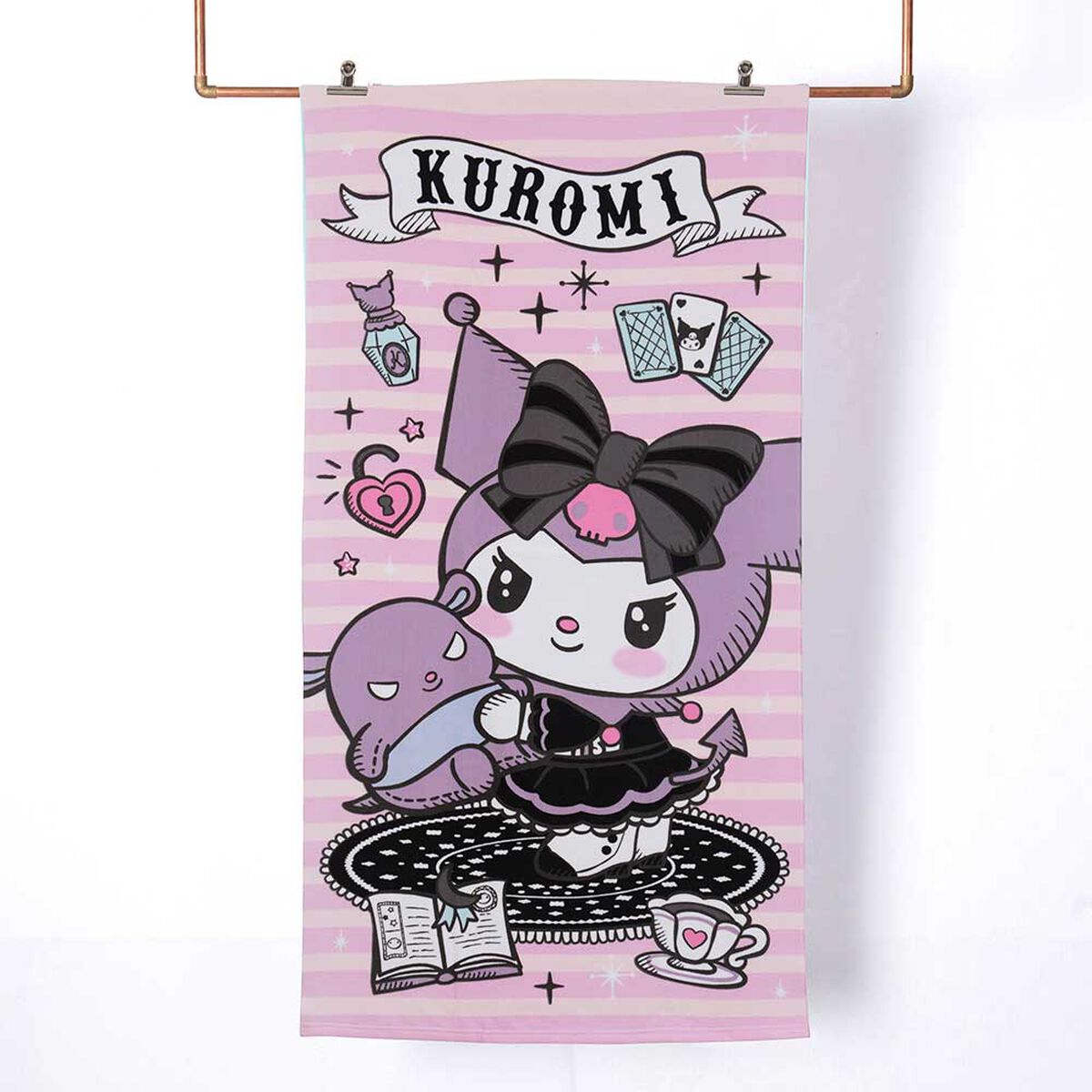 Toalla de Playa Infantil + Lente de Sol Sanrio Kuromi Bruja 70 x 140 cm