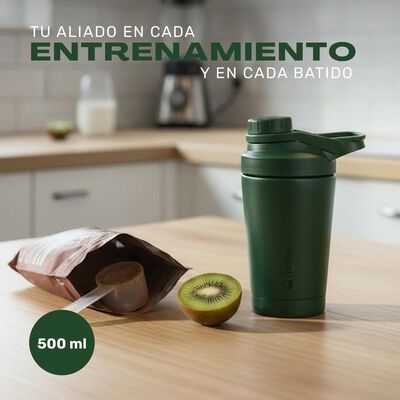 Shaker Vaso Proteina Lhotse  Acero Inoxidable NutriCore 500ml Verde