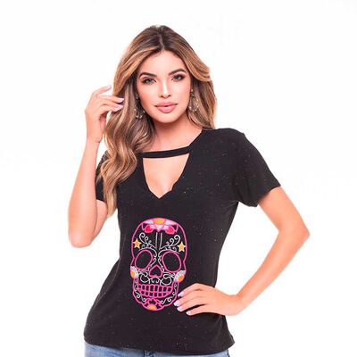Polera Chocker Mujer Rock Caviar
