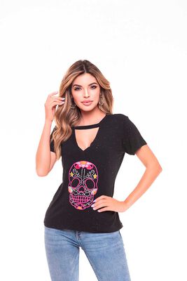 Imagen 1 del producto Polera Chocker Mujer Rock Caviar Negro