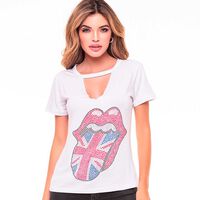 Polera Chocker Mujer Rock Caviar Blanco