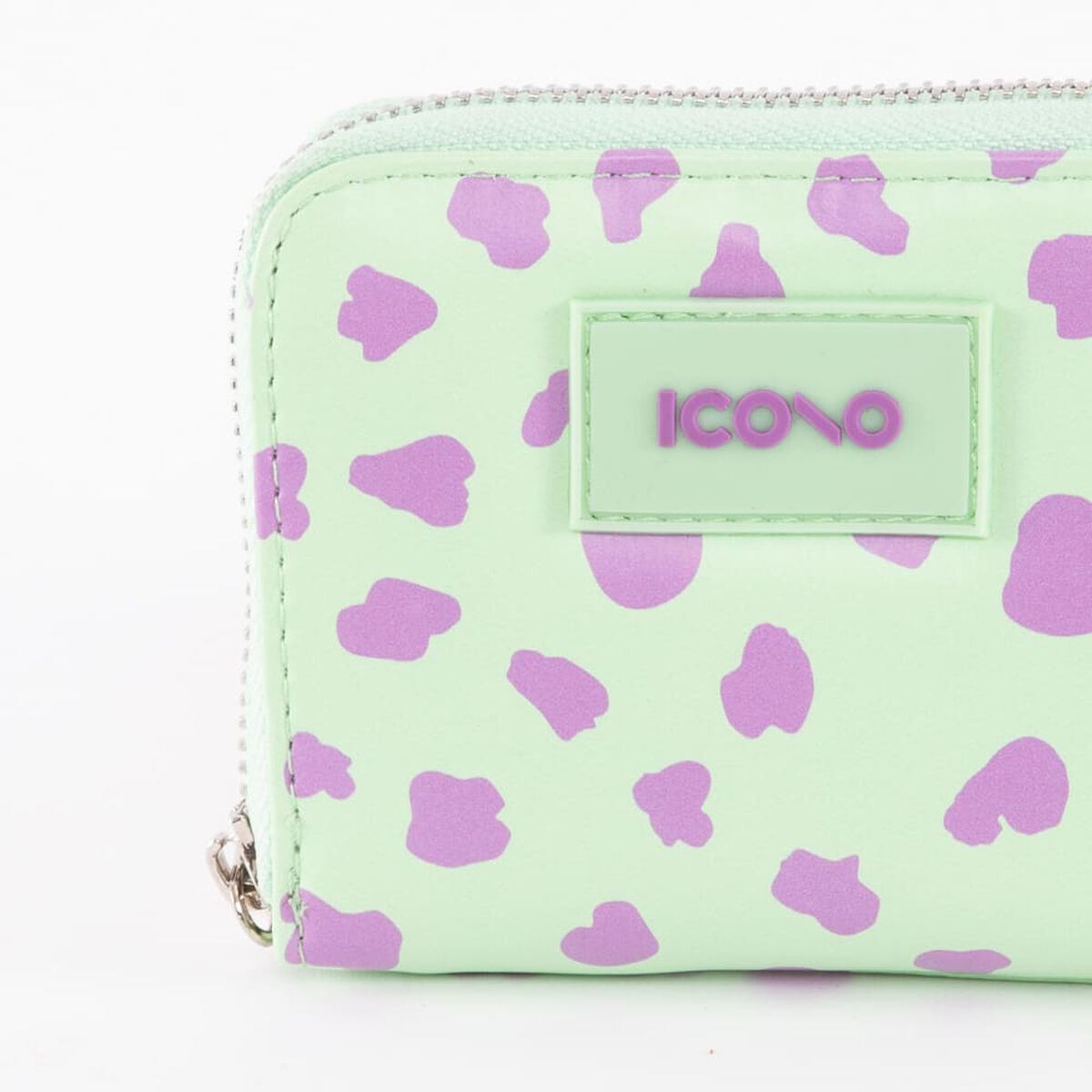 Billetera Animal Print Verde Agua Eco Cuero Mujer Icono