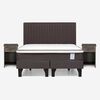 Cama Europea Rosen 2 Plazas New Style 4 + Respaldo + 2 Veladores Caf&eacute;