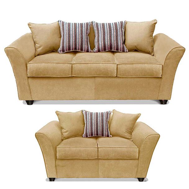 Juego de Living Elegant Detail Minesota Sofá 3 Cuerpos + Sofá 2 Cuerpos Beige