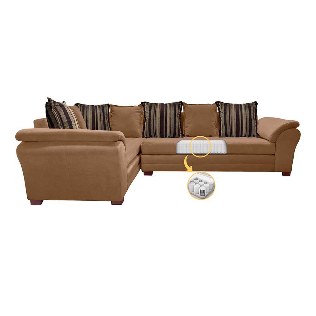 Sof&aacute; Seccional Izquierdo Living Factory Capri 5 Cuerpos Chocolate