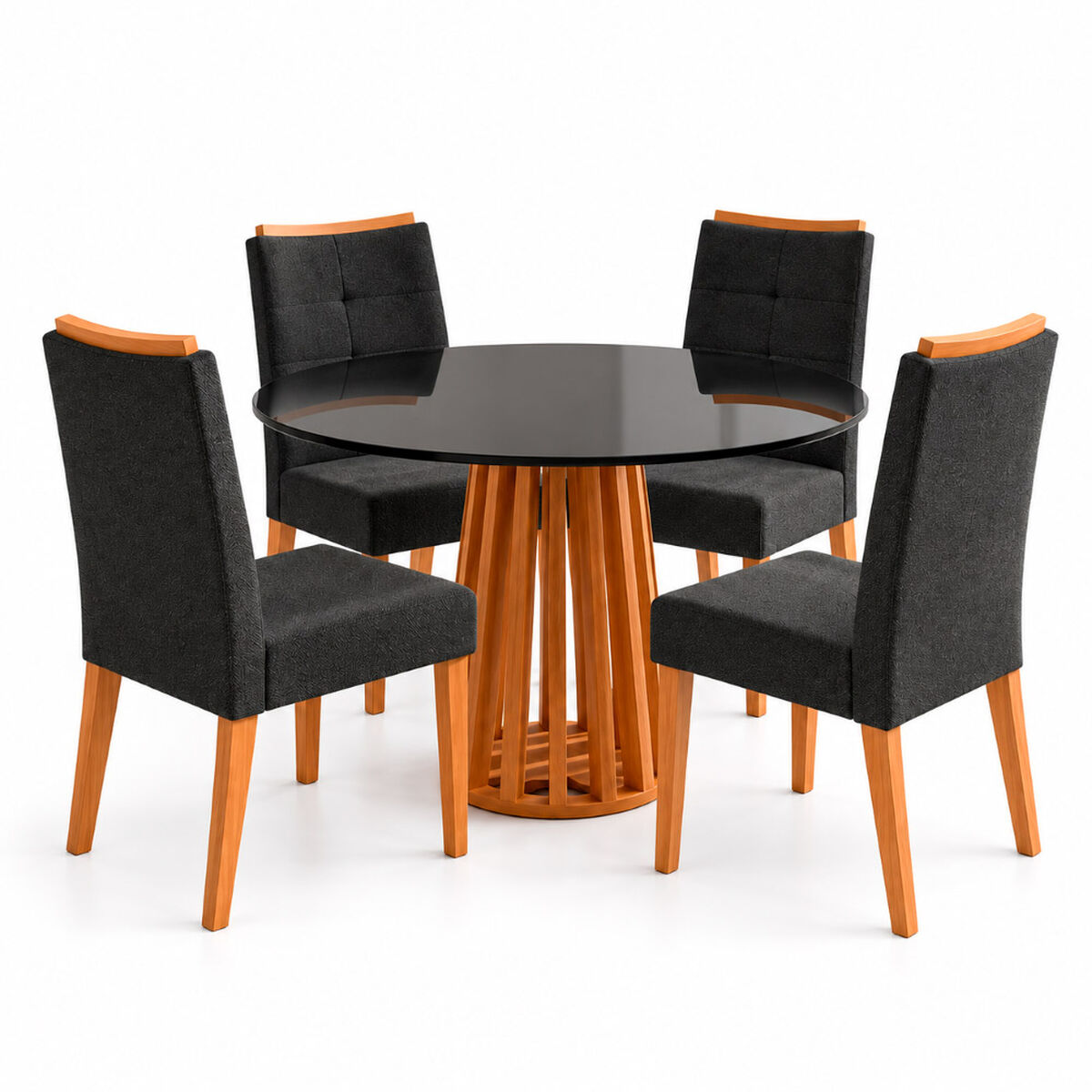 Juego de Comedor Roca York 4 Sillas Negro Canela
