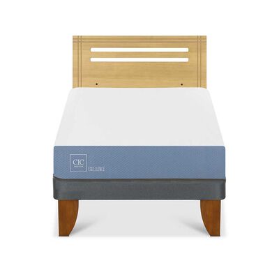 Cama Europea CIC 1,5 Plazas Excellence + Respaldo Munich Mostaza