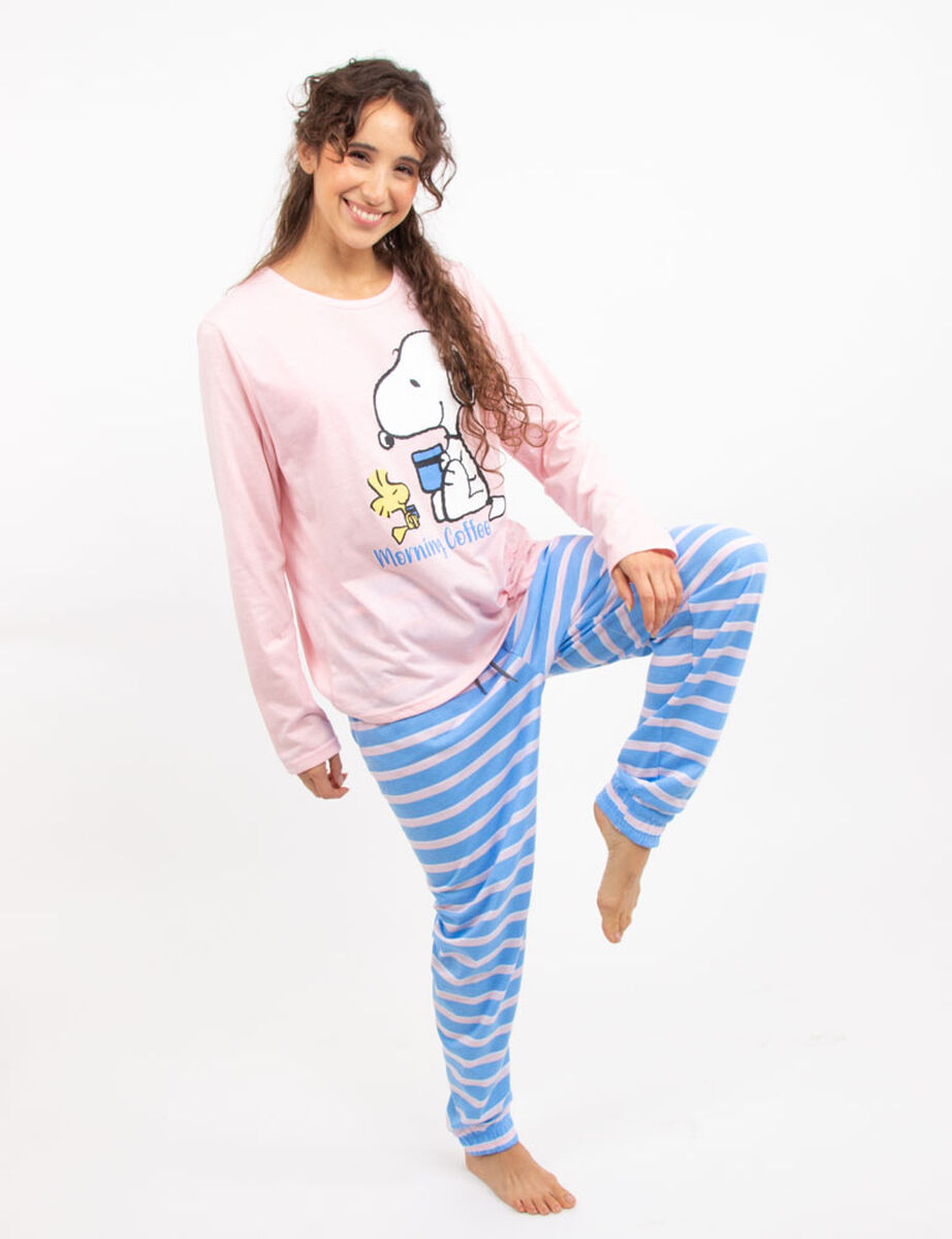 Pijama de Algodón Manga Larga Mujer morning Snoopy