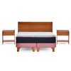 Cama Europea Latam Home 2 Plazas New Top Tela Velvet Palo Rosa + Maderas Orion