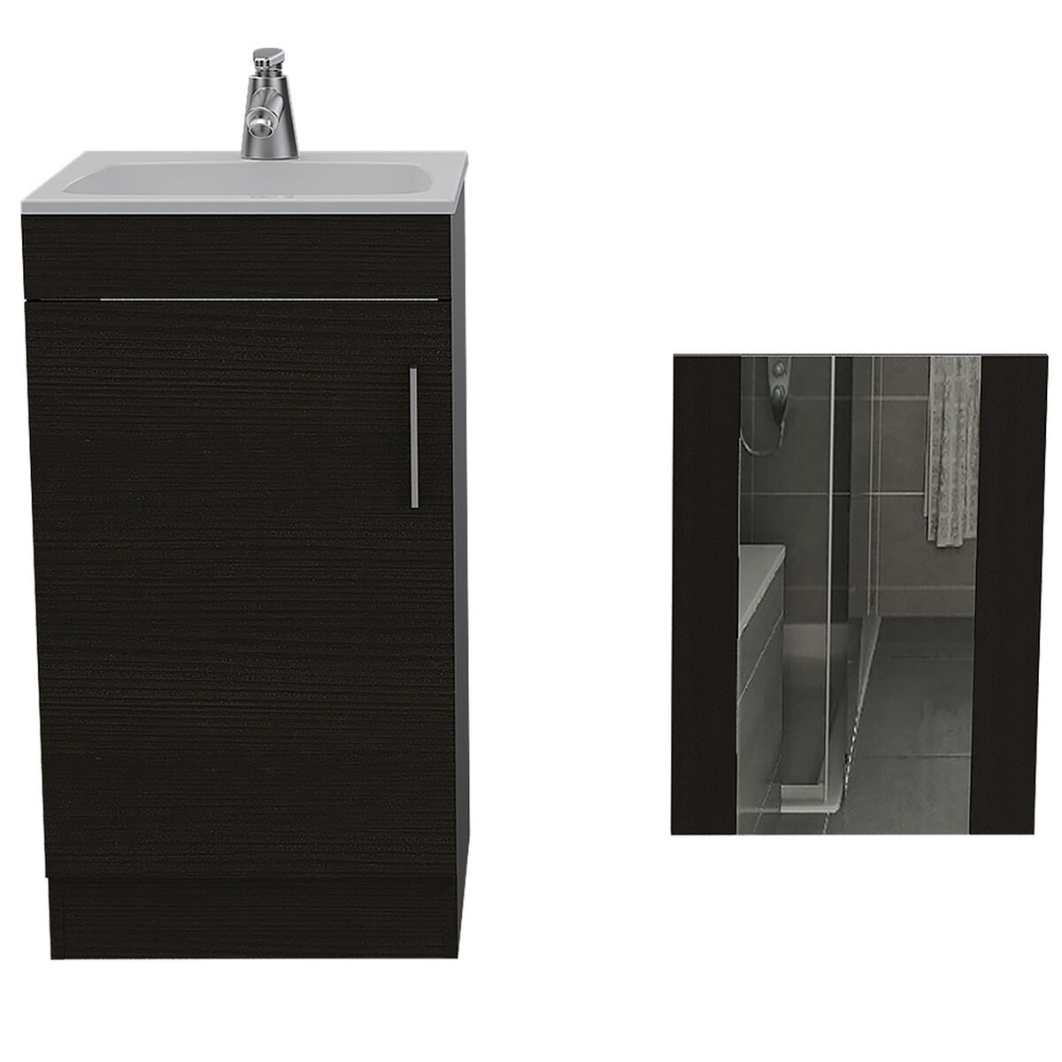 Mueble para Lavamanos +  Gabinete Espejo TuHome Madrid + Lavamanos