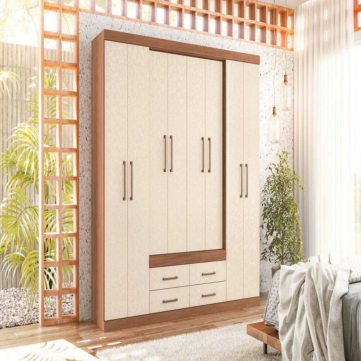 Clóset Altavision Napoles 8 Puertas 4 Cajones Jatoba Areia