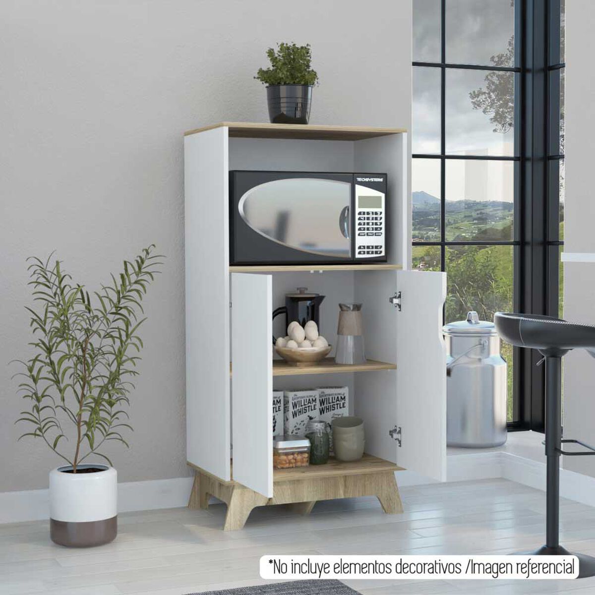 Mueble para Microondas TuHome Bi Color Blanco Duna 2 Puertas
