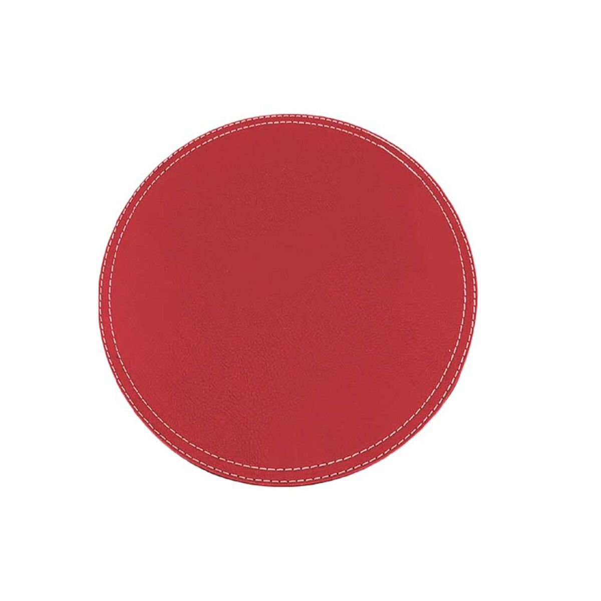 Set 4 Individuales Doral Eco Cuero Redondo 38 cm Rojo