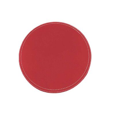 Set 4 Individuales Doral Eco Cuero Redondo 38 cm Rojo